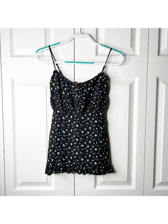 Reformation Dresses & Skirts - Reformation Fraise Black Floral Printed Tie Front Mini Dress Women's Size 0